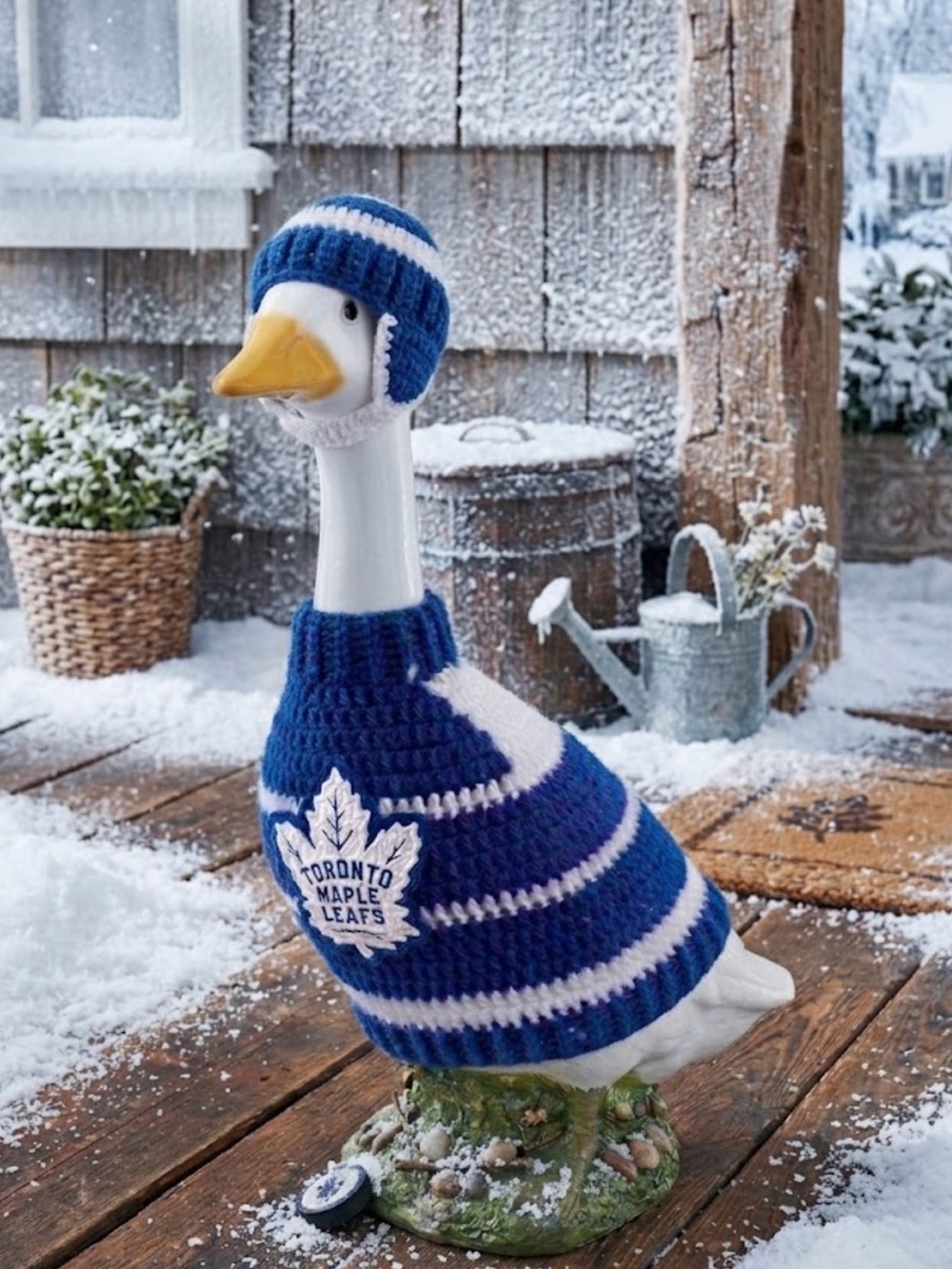 Toronto Maple Leafs Porch Goose Sweater and Helmet